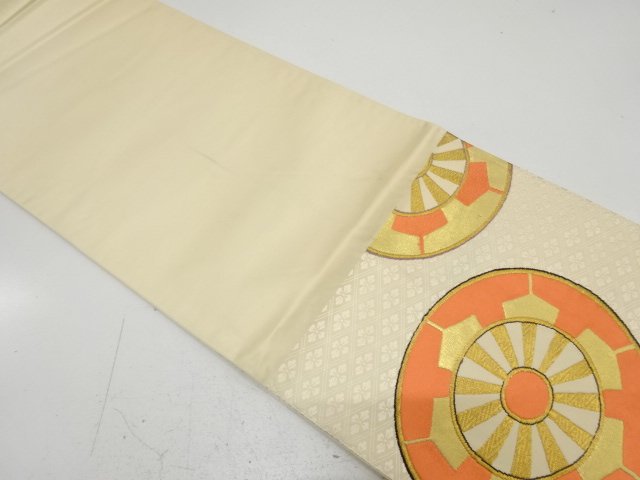  アンティーク　源氏車模様織り出し袋帯（材料）